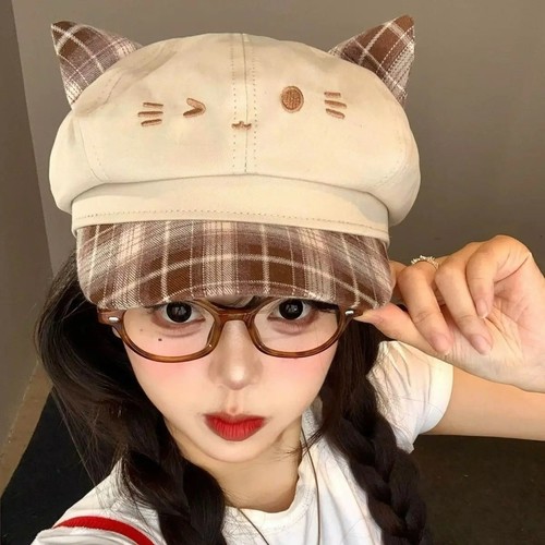 Vintage cat ear newsboy cap - ear,