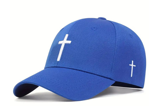 Cappello berretto blu ricamato