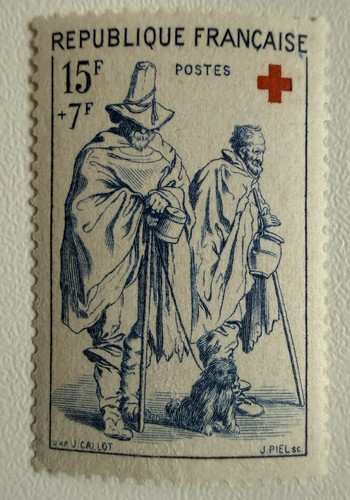 France red cross stamp - cross, 15f+7f